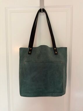 PLG Portland Leather Goods classic tote in Surf with black handles - M
